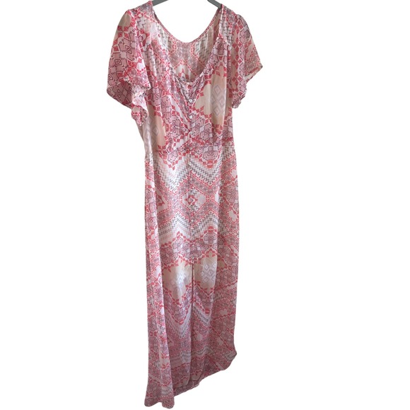Boho maxi dress flutter sleeves button front vintage inspired cottagecore soft M - Picture 3 of 8